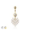 316L SURGICAL STEEL MULTI CZ BAGUETTE WALL HEART DANGLE BELLY BUTTON NAVEL RING 